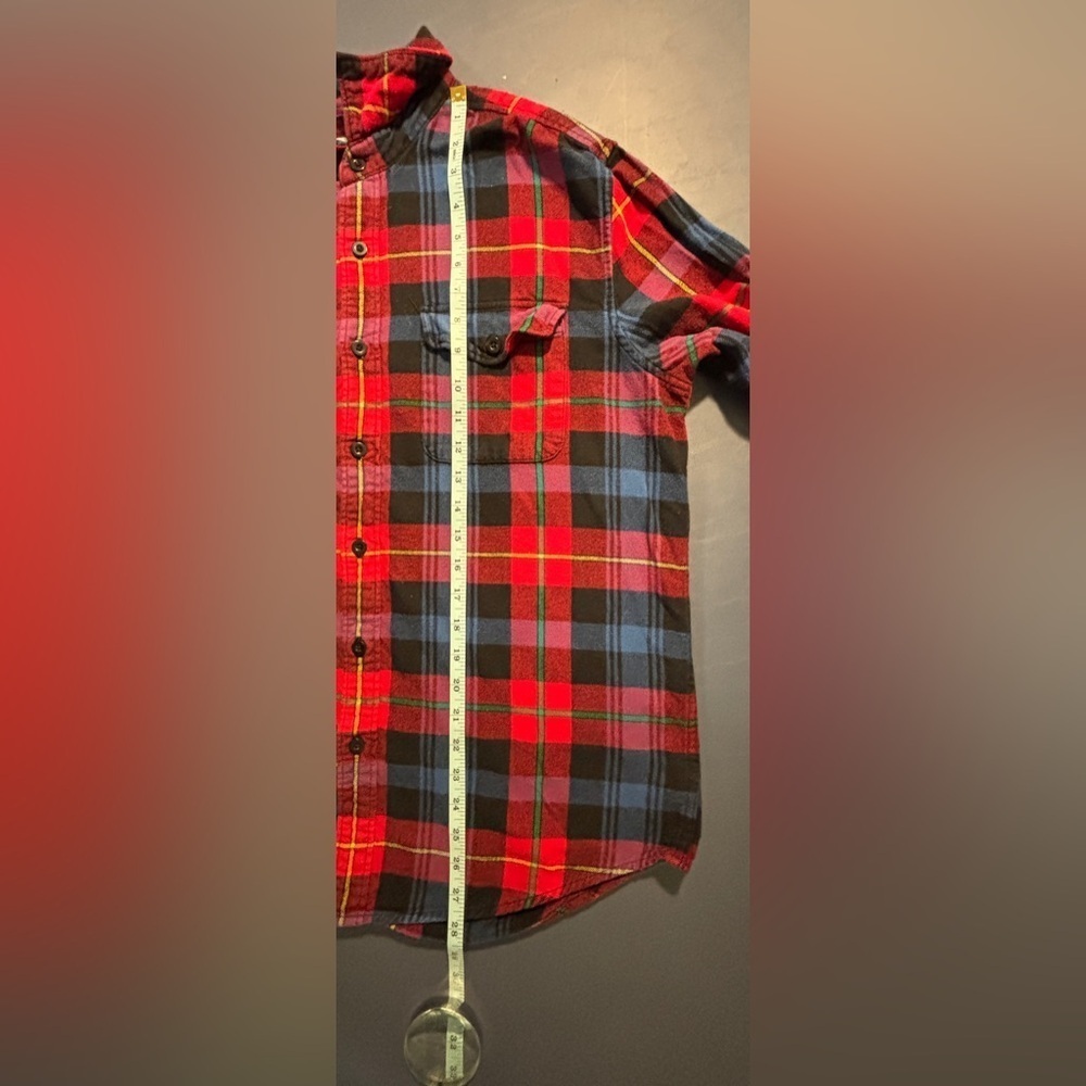 Red and Blue Plaid Flannel Shirt Sz L Grunge  SKU 23 - Picture 6 of 7